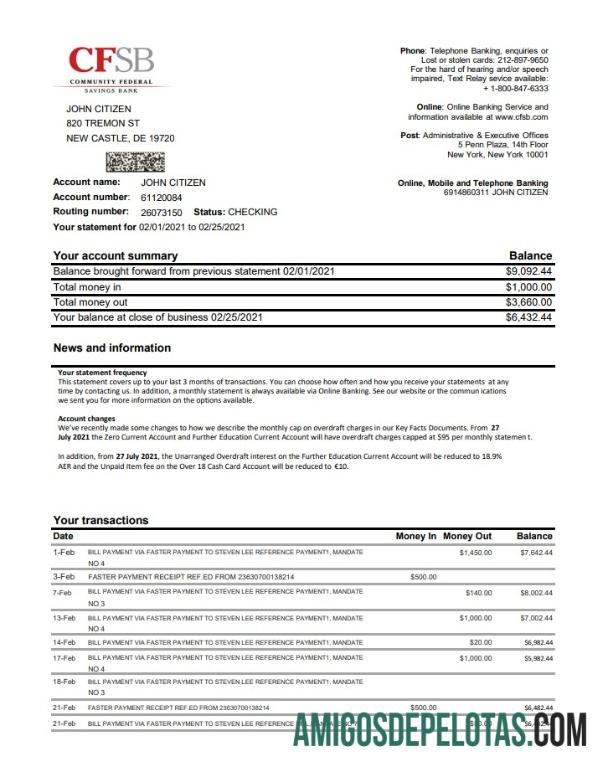 USA New York CFSB Excel Pdf amostra
